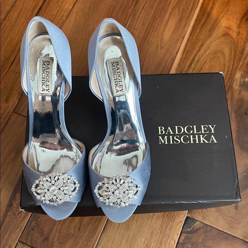 Badgley Mischka Women’s Crystal Satin “Dana” Heels